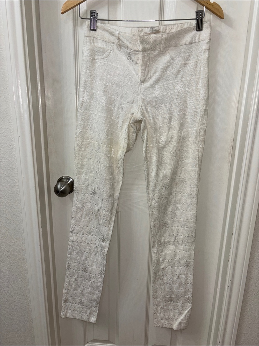 Halo White Textured Skinny Pants